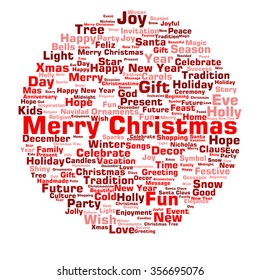 Concepto vectorial o conceptual Feliz Navidad o Feliz Año Nuevo invierno abstracto nube de texto sobre fondo blanco metáfora a la celebración, Santa, festivo, diciembre, amor, familia, alegría o hogar