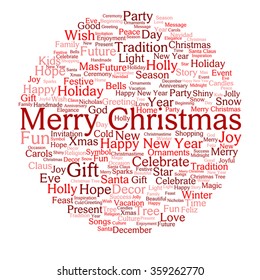 Vector concept or conceptual Merry Christmas holiday or Happy New Year winter abstract text word cloud on white background metaphor to celebration, Santa, festive, december, love, family, joy or home