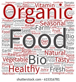 Vector concept or conceptual organic food healthy bio vegetables square word cloud isolated on background
