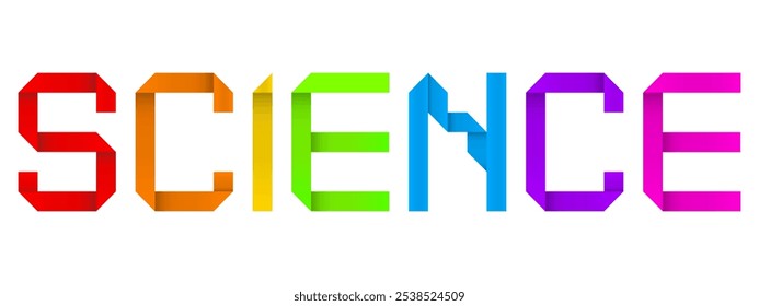 Vector concept or conceptual paper origami font forming the word SCIENCE  isolated on white background as a metaphor for education and knowledge, studying, future,  innovation and technology
