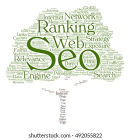 Vector concept conceptual search engine optimization, seo abstract tree  word cloud isolated on background metaphor to marketing, web, internet, strategy, online, rank, result,  network, top relevance