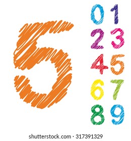 Vector concept or conceptual set or collection of colorful handwritten, sketch or scribble fonts isolated on white background, metaphor to school, education, childhood, artistic, graffiti or children
