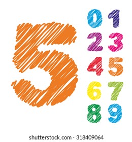 Vector concept or conceptual set or collection of colorful handwritten, sketch or scribble fonts isolated on white background, metaphor to school, education, childhood, artistic, graffiti or children
