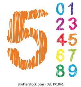 Vector concept or conceptual set or collection of colorful handwritten, sketch or scribble fonts isolated on white background metaphor to school, education, childhood, artistic, graffiti or children