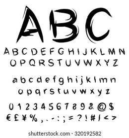 Vector concept or conceptual set or collection of black handwritten, sketch or scribble paint fonts isolated on white background metaphor to school, education, childhood, artistic, graffiti, children