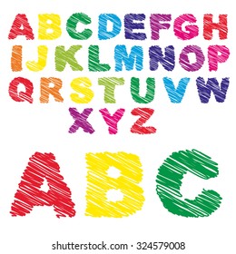 Alphabet Numbers Set Hand Drawn Colored Stock Vector (Royalty Free ...