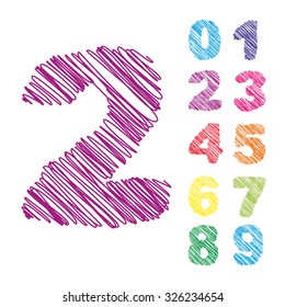 Vector concept or conceptual set or collection of colorful handwritten, sketch or scribble fonts isolated on white background, metaphor to school, education, childhood, artistic, graffiti or children