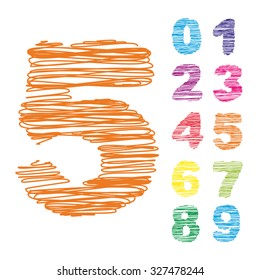 Vector concept or conceptual set or collection of colorful handwritten, sketch or scribble fonts isolated on white background, metaphor to school, education, childhood, artistic, graffiti or children