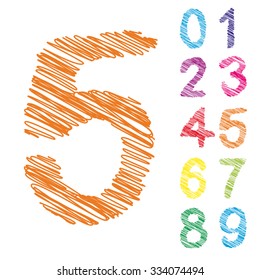 Vector concept or conceptual set or collection of colorful handwritten, sketch or scribble fonts isolated on white background, metaphor to school, education, childhood, artistic, graffiti or children