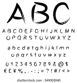 Vector concept or conceptual set or collection of black handwritten, sketch or scribble paint fonts isolated, white background, metaphor to school, education, childhood, artistic, graffiti or children