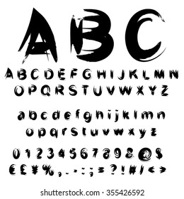 Vector concept or conceptual set or collection of black handwritten, sketch or scribble paint fonts isolated, white background, metaphor to school, education, childhood, artistic, graffiti or children