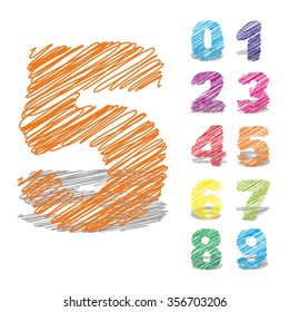 Vector concept or conceptual set or collection of colorful handwritten, sketch or scribble fonts isolated on white background, metaphor to school, education, childhood, artistic, graffiti or children