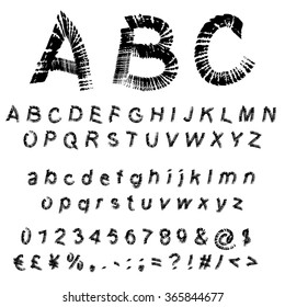 Vector concept or conceptual set or collection of black handwritten, sketch or scribble paint fonts isolated, white background, metaphor to school, education, childhood, artistic, graffiti or children