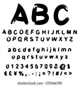 Vector concept or conceptual set or collection of black handwritten, sketch or scribble paint fonts isolated, white background, metaphor to school, education, childhood, artistic, graffiti or children