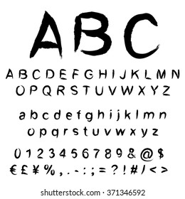 Vector concept or conceptual set or collection of black handwritten, sketch or scribble paint fonts isolated, white background, metaphor to school, education, childhood, artistic, graffiti or children