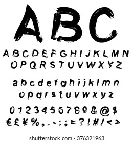 Vector concept or conceptual set or collection of black handwritten, sketch or scribble paint fonts isolated, white background, metaphor to school, education, childhood, artistic, graffiti or children