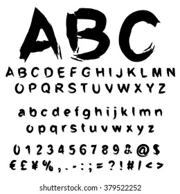 Vector concept or conceptual set or collection of black handwritten, sketch or scribble paint fonts isolated, white background, metaphor to school, education, childhood, artistic, graffiti or children