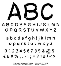Vector concept or conceptual set or collection of black handwritten, sketch or scribble paint fonts isolated, white background, metaphor to school, education, childhood, artistic, graffiti or children