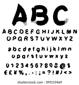 Vector concept or conceptual set or collection of black handwritten, sketch or scribble paint fonts isolated, white background, metaphor to school, education, childhood, artistic, graffiti or children