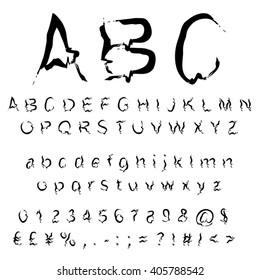 Vector concept or conceptual set or collection of black handwritten, sketch or scribble paint fonts isolated, white background, metaphor to school, education, childhood, artistic, graffiti or children