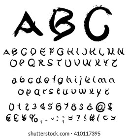 Vector concept or conceptual set or collection of black handwritten, sketch or scribble paint fonts isolated, white background, metaphor to school, education, childhood, artistic, graffiti or children