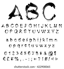 Vector concept or conceptual set or collection of black handwritten, sketch or scribble paint fonts isolated, white background, metaphor to school, education, childhood, artistic, graffiti or children