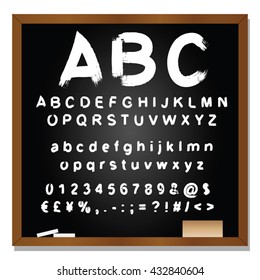 Vector concept or conceptual set or collection of white handwritten, sketch or scribble fonts isolated on blackboard black background, metaphor to school, education, childhood, artistic or children