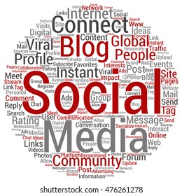 Concepto vectorial comunicación social de marketing conceptual comunicación comunicación abstracta nube de palabras redondas aislada en metáfora de fondo a redes, comunidad, tecnología, publicidad, global, tagcloud a nivel mundial