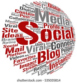 Conceito vetorial ou marketing conceitual de mídia social ou comunicação palavra abstrata nuvem isolada em segundo plano, metáfora para redes, comunidade, tecnologia, publicidade, global, mundial tagcloud