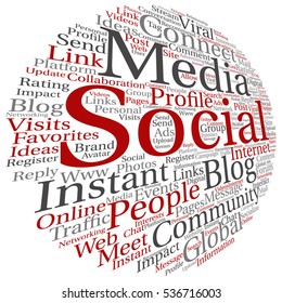 Concepto vectorial o marketing conceptual de medios sociales o nube de palabras abstractas de comunicación aislados en metáfora de fondo a redes, comunidad, tecnología, publicidad, tagcloud global, mundial