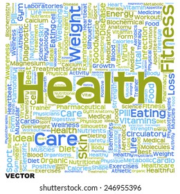 Vector concept or conceptual text word cloud tagcloud isolated on white background, metaphor for health, nutrition, diet, wellness, body, energy, medical, sport, heart, physique, medicine or science