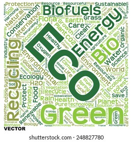 Vector concept or conceptual text word cloud isolated on background, metaphor to nature, ecology, green, energy, natural, life, world, eco, clean, organic, global, protect, environmental or recycling