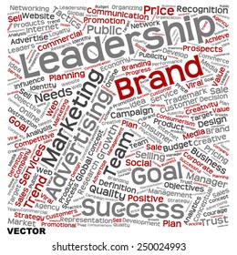 Vector concept or conceptual text word cloud isolated on background, metaphor to advertising, business, company, growth, corporate, identity, innovation, media, management, market, sale or trend value