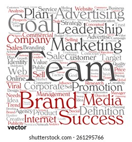 Vektorkonzept oder Begriff-Textwortwolke einzeln auf Hintergrund, Metapher für Werbung, Unternehmen, Wachstum, Unternehmen, Unternehmen, Identität, Innovation, Medien, Management, Markt, Verkauf oder Trendwert