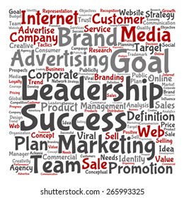 Vector concept or conceptual text word cloud isolated on background, metaphor to advertising, business, company, growth, corporate, identity, innovation, media, management, market, sale or trend value
