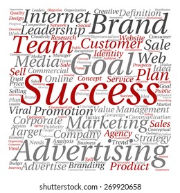Concepto vectorial o nube de palabras de texto conceptual aislado en segundo plano, metáfora a la publicidad, negocios, empresa, crecimiento, empresa, identidad, innovación, medios, gestión, mercado, venta o valor de tendencia