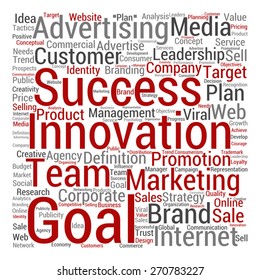 Vector concept or conceptual text word cloud isolated on background, metaphor to advertising, business, company, growth, corporate, identity, innovation, media, management, market, sale or trend value
