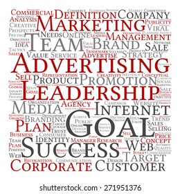 Vector concept or conceptual text word cloud isolated on background, metaphor to advertising, business, company, growth, corporate, identity, innovation, media, management, market, sale or trend value