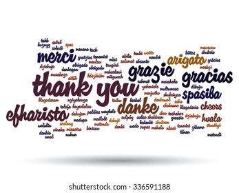 Vector concept or conceptual thank you word cloud, different languages or multilingual for education or thanksgiving day, metaphor to appreciation, multicultural, friendship, tourism travel