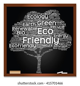 Vector concept or conceptual white text on blackboard word cloud tree isolated on black background, metaphor to nature, ecology, energy, natural, life, world, global, protect, environmental or biofuel