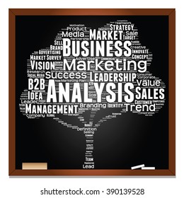 Vector concept or conceptual white tree word cloud or wordcloud on black blackboard background, metaphor to business, trend, media, focus, market, value, product, advertising, leadership or customer