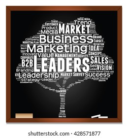 Vector concept or conceptual white tree word cloud or wordcloud on black blackboard background, metaphor to business, trend, media, focus, market, value, product, advertising, leadership or customer