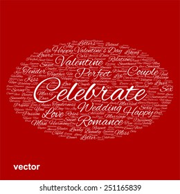 Concepto vectorial o texto conceptual de nube blanca en forma de símbolo elipse aislado en el fondo rojo, metáfora del amor, el romance, la pasión, el romance, la emoción, el matrimonio, la valentina, el deseo o el afecto