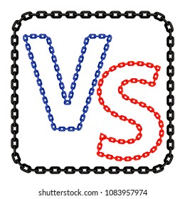 Vector Concept of Confrontation, Standoff, Final Fighting. Versus VS Letters Fight Background with Chain