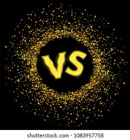 Vector Concept of Confrontation, Together, Standoff, Final Fighting. Versus VS Letters Fight Background with Gold Parts