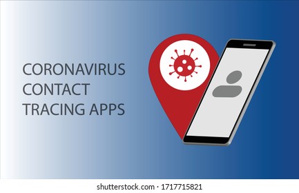 A Vector Concept Of Contact Tracing Apps To The Situation Of Pandemic Coronavirus Or Covid-19.