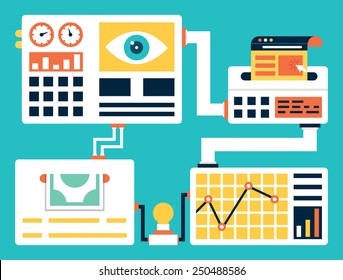 Vector concept of conversion rate optimization. Creating an experience for a website visitor with the goal of increasing the percentage of visitors that convert into customers - vector illustration