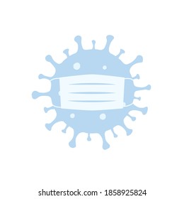 Vector concept of Coronavirus Covid 19 wearing medical mask isolated on white background. Prevent an epidemic concept. Protection of people. 