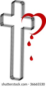 Vector concept with crucifix and heart