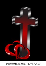 Vector concept with crucifix and hearts